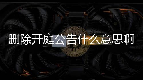 删除开庭公告什么意思啊怎么办理呢视频播放