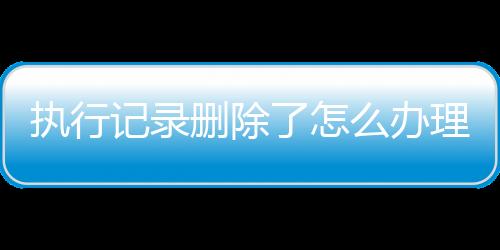 执行记录删除了怎么办理手续流程视频